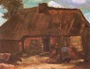 Vincent Van Gogh Cottage with Peasant Woman Digging (nn04) oil